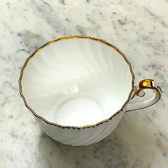 OLD GRECIAN FLUTE GOLD CUP & SAUCER SET VINTAGE GLADSTONE MADE IN ENGLAND BONE - Picture 12 of 16